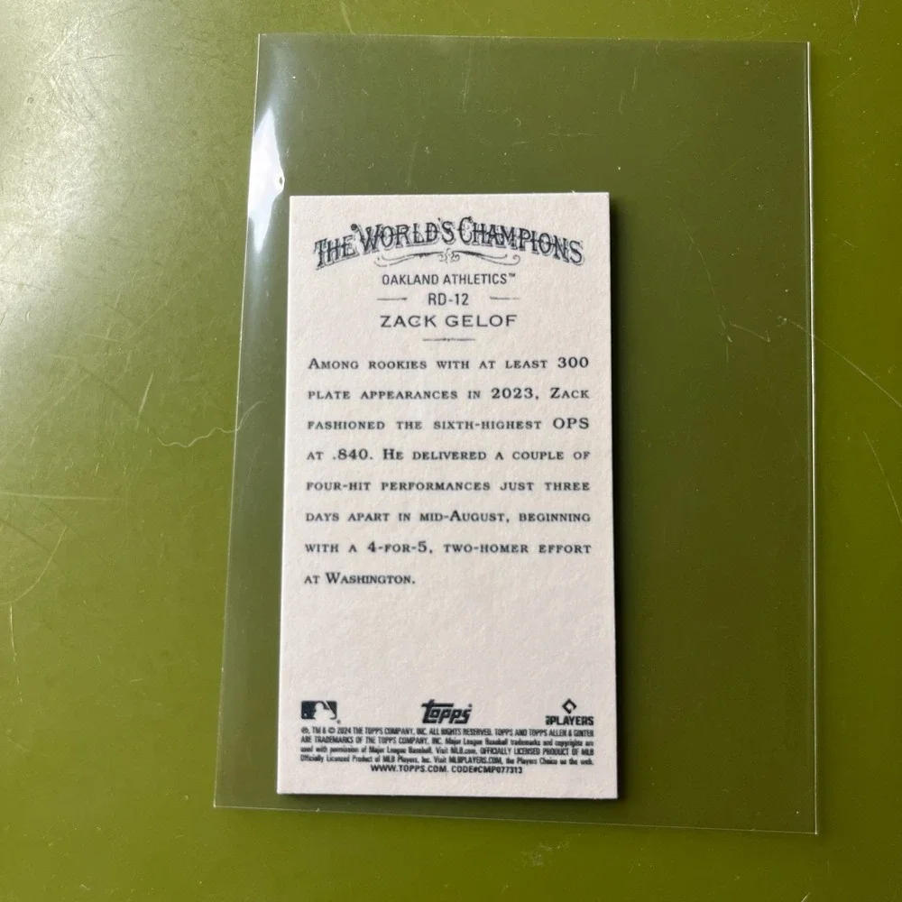 2024 Topps Allen & Ginter - Zach Gelof‎ Rookie Variation Mini (RC) #RD-12